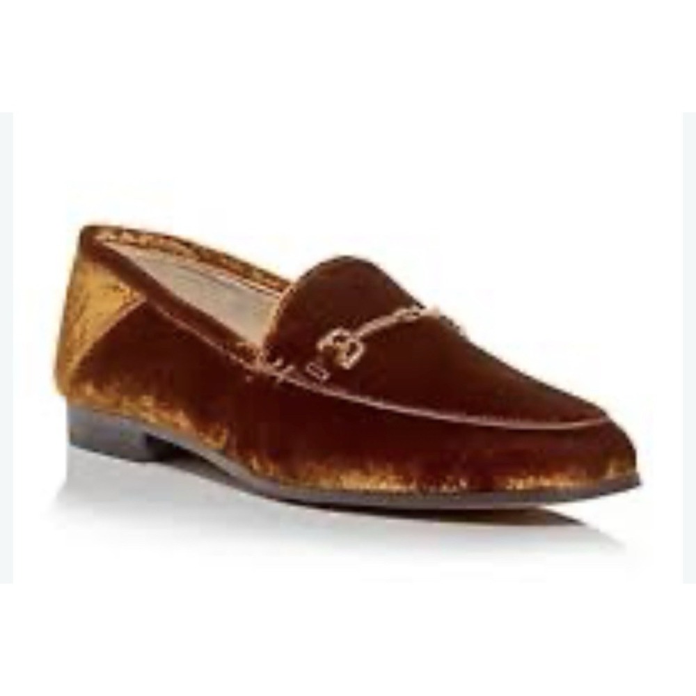 SAM EDELMAN Loraine Velvet Loafers Flats Golden Brown Horsebit Shoes Sz 10 EU 41
